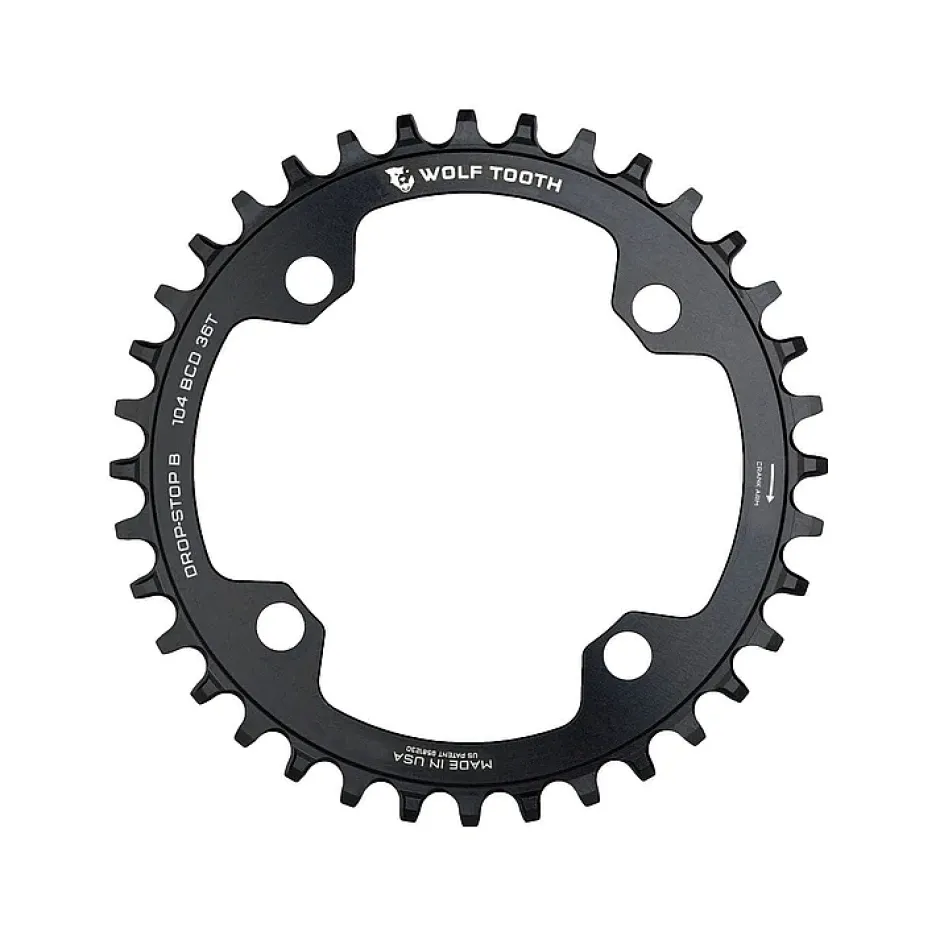 Kettingbladen < Wolf Tooth Kettingblad | 104 BCD | 4-Arm | Drop Stop B - zwart
