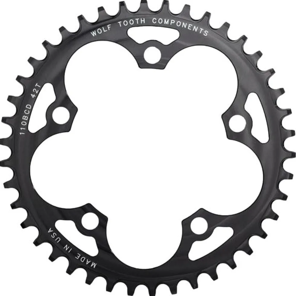 Wolf Tooth Single Road/Cyclocross Flattop Chainring 110mm - Drop Stop - black
