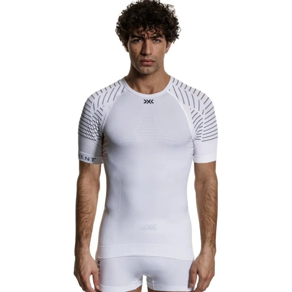 Baselayers|Ondergoed < X-Bionic Invent 4.0 T Round Neck Onderhed Heren - arctic white/dooite grey