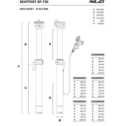 Dropper Posts < XLC SP-T20 Vario-Zadelpen - 31.6mm