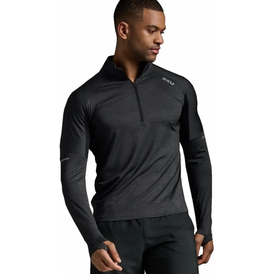T-Shirts En Tops < 2XU Aero 1/2 Zip Shirt met ange mouwen Heren - back/siver refective