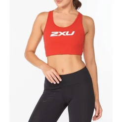 2XU Motion Racerback Crop Sport-BH met medium ondersteuning - S - zwart/wit