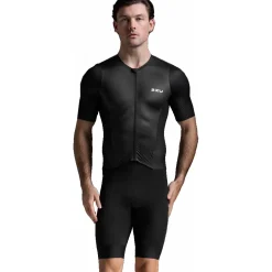 2XU Aero Hex Sleeved Trisuit Heren - zwart/wit