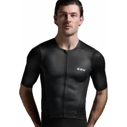 T-Shirts & Tops < 2XU Aero Hex Triathon Top Heren - zwart/wit