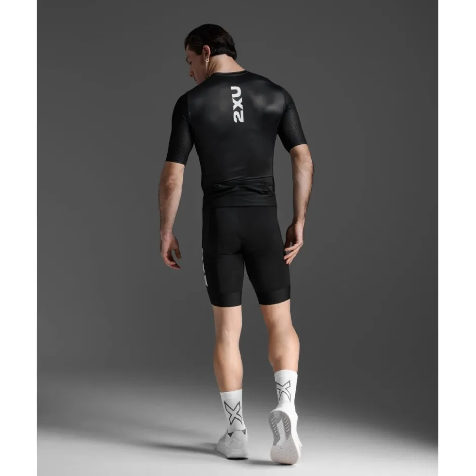 T-Shirts & Tops < 2XU Aero Hex Triathon Top Heren - zwart/wit