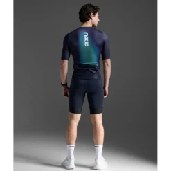 T-Shirts & Tops < 2XU Aero Hex Triathlon Top Heren - midnight/cool matcha
