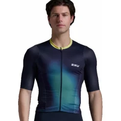 T-Shirts & Tops < 2XU Aero Hex Triathlon Top Heren - midnight/cool matcha