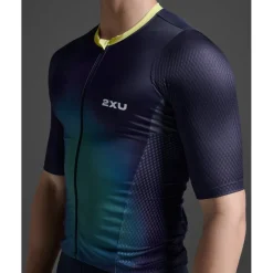 T-Shirts & Tops < 2XU Aero Hex Triathlon Top Heren - midnight/cool matcha
