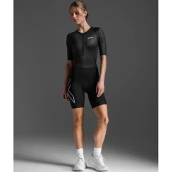 2XU Core Sleeved Trisuit Dames - zwart/wit