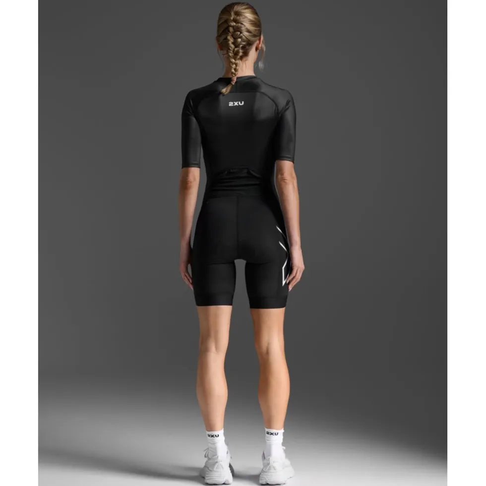 2XU Core Sleeved Trisuit Dames - zwart/wit