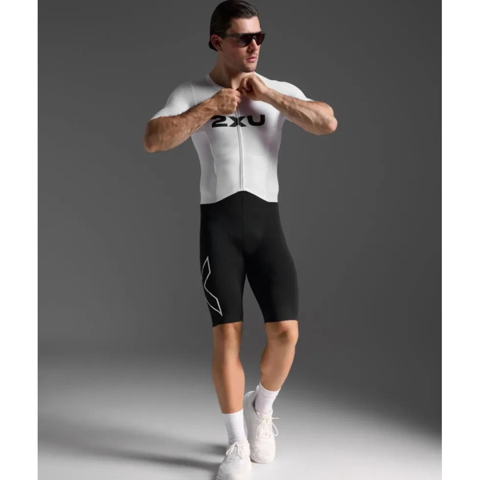 2XU Light Speed React Sleeved Trisuit Heren - zwart/wit
