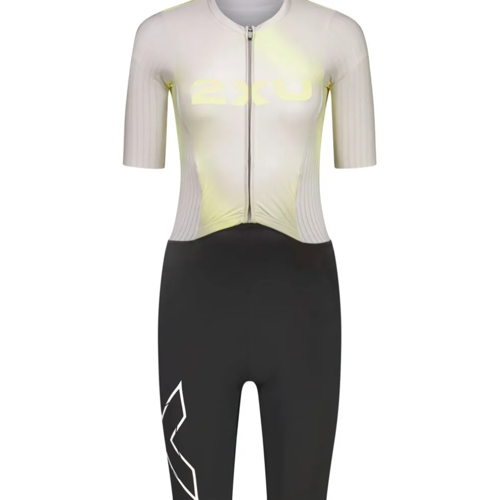 2XU Light Speed React Sleeved Trisuit Dames - lemon ice/jupiter