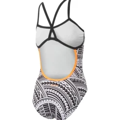 Zwembroeken & Bikini'S < Zone3 Kona Speed Strap Back Badpak Dames - Tribal Print - zwart/wit/oranje