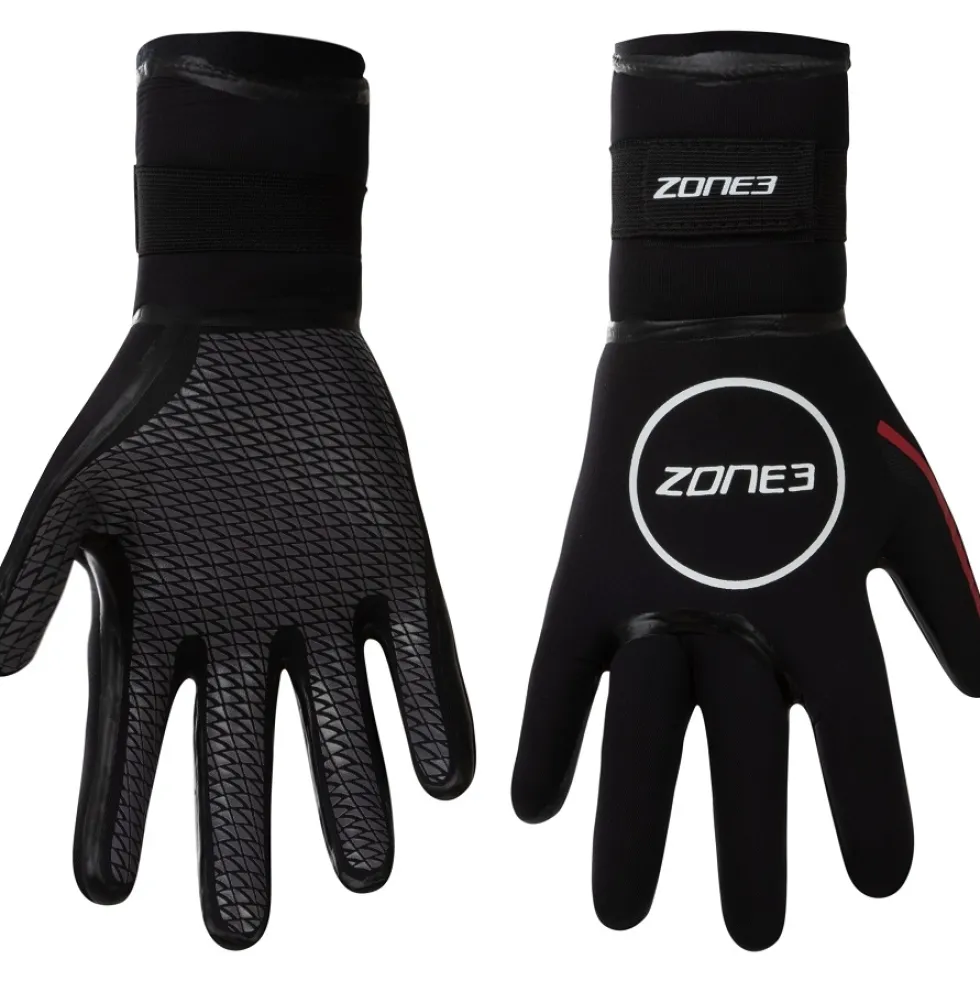 Zone3 Neoprene Heat-Tech Warmth Zwemhandschoenen - zwart/rood