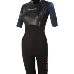 Zone3 Zwempak met Korte Mouwen Dames - zwart/blauw