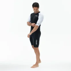 Zone3 Lava Long Distance Full Zip Trisuit met Korte Mouwen Heren - zwart/wit/rood