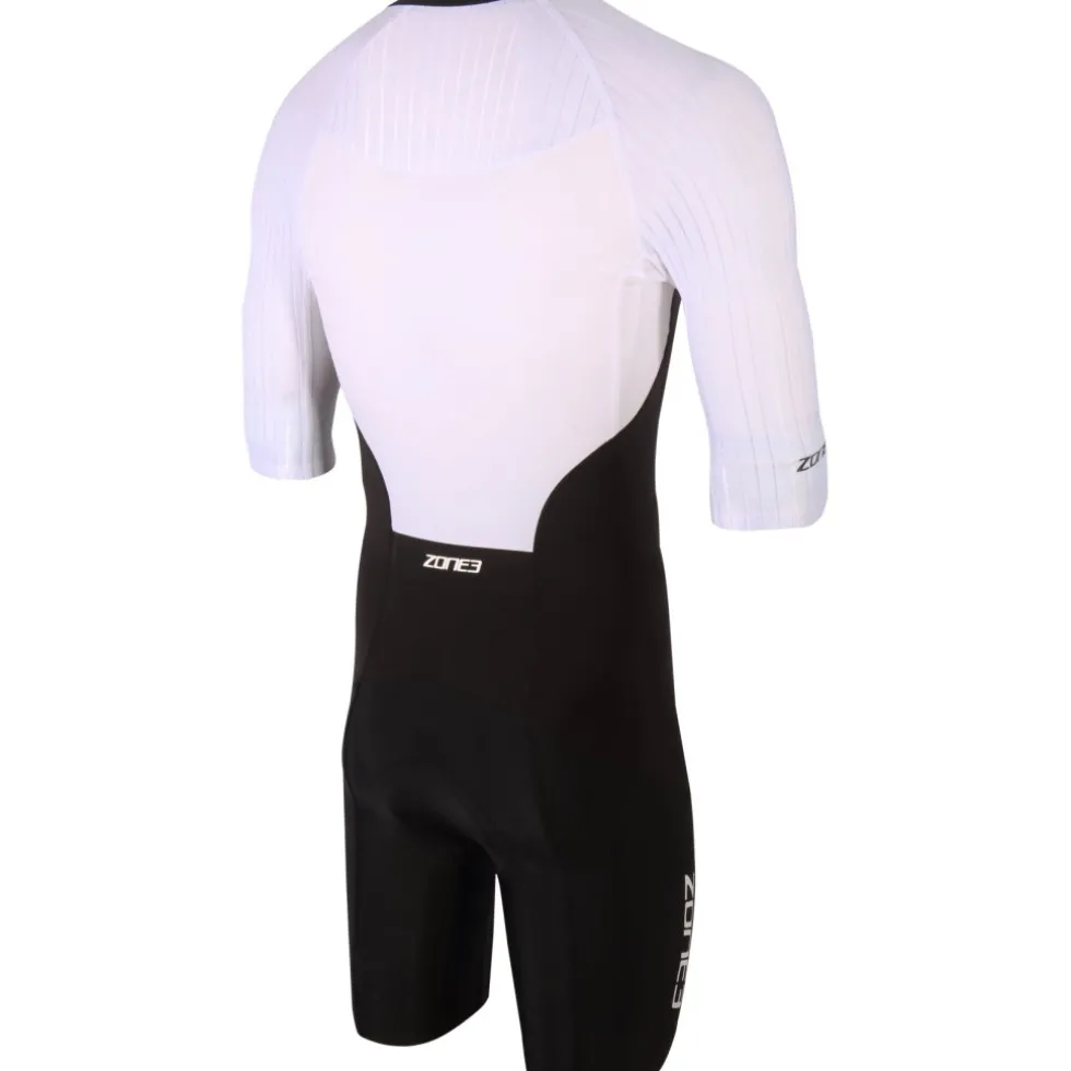Zone3 Lava Long Distance Full Zip Trisuit met Korte Mouwen Heren - zwart/wit/rood
